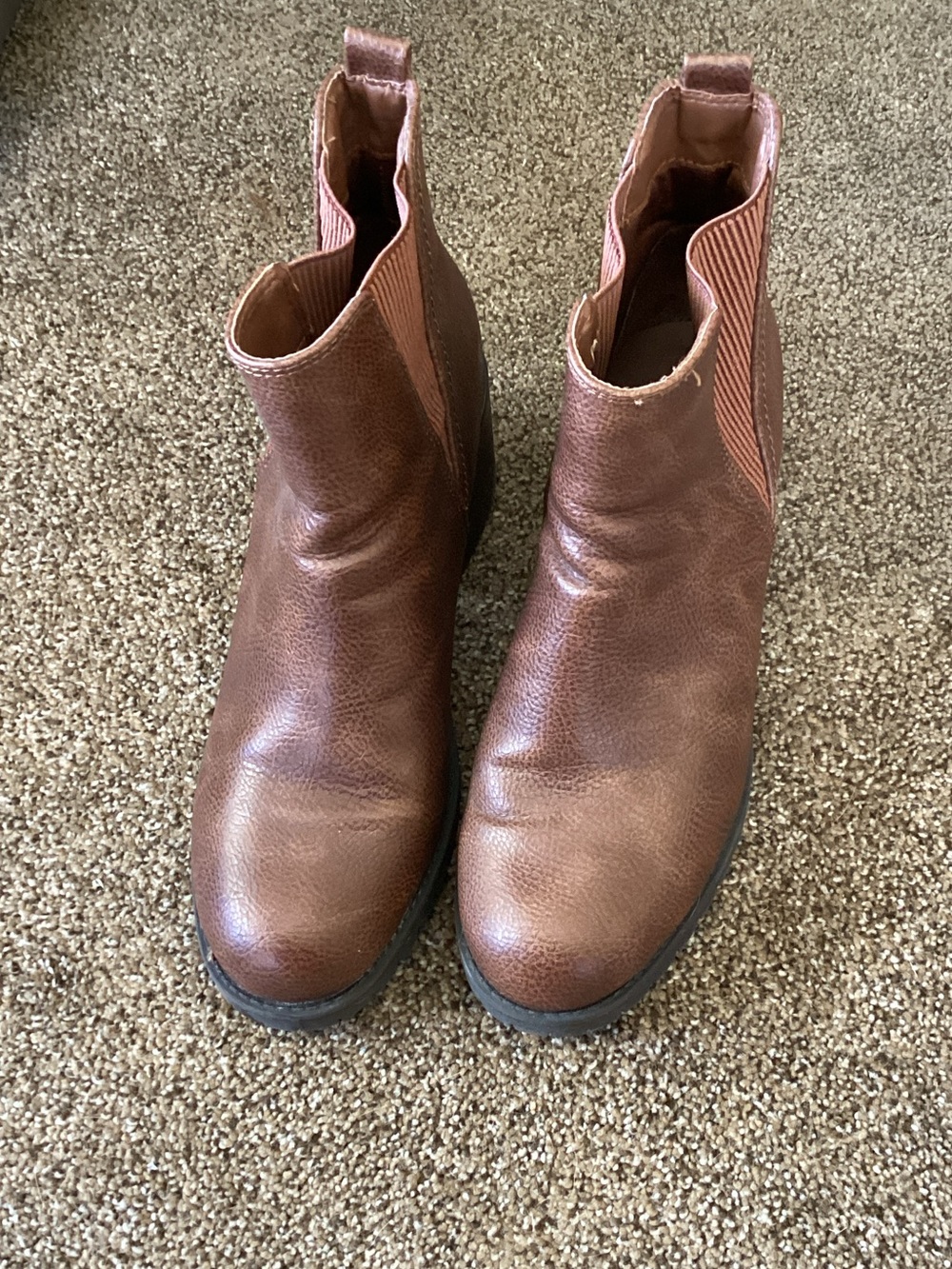 MIA Brown Leather Chelsea Ankle Booties